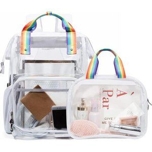 Clear Backpack Heavy Duty Transparent Backpack Set See Through Bookbags Durable